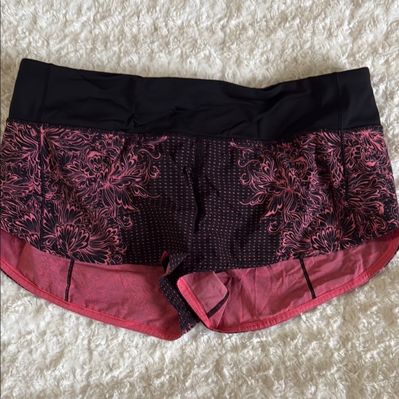 lululemon athletica Pants - NWOT Lululemon Black and Pink Floral Athletic Shorts